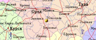 Карта окрестностей города Новосиль от НаКарте.RU